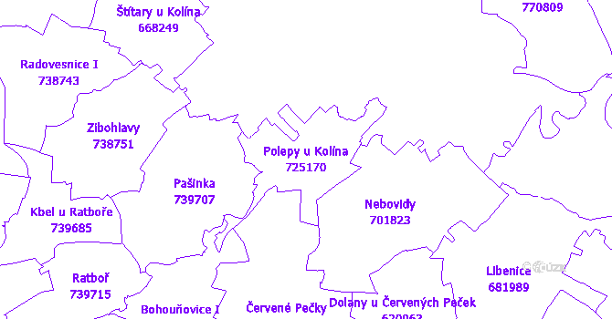 Katastrální mapa Polepy u Kolína - přehledová mapa katastrálního území