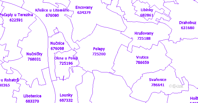 Katastrální mapa Polepy - přehledová mapa katastrálního území