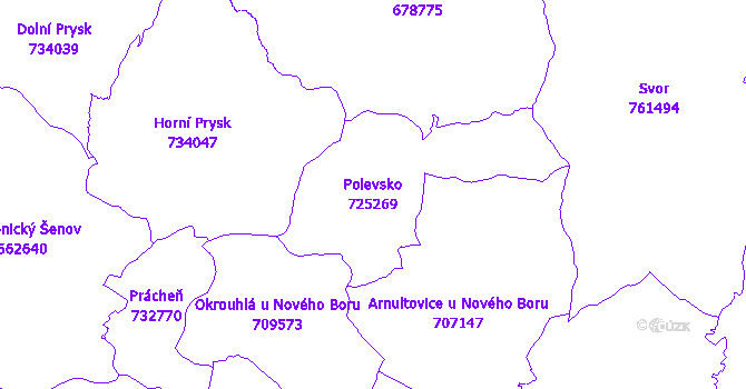 Katastrální mapa Polevsko