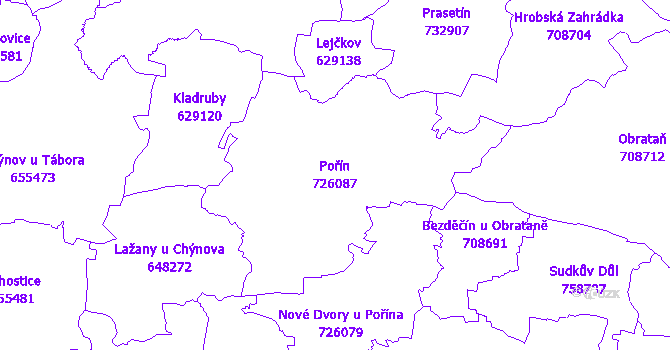 Katastrální mapa Pořín