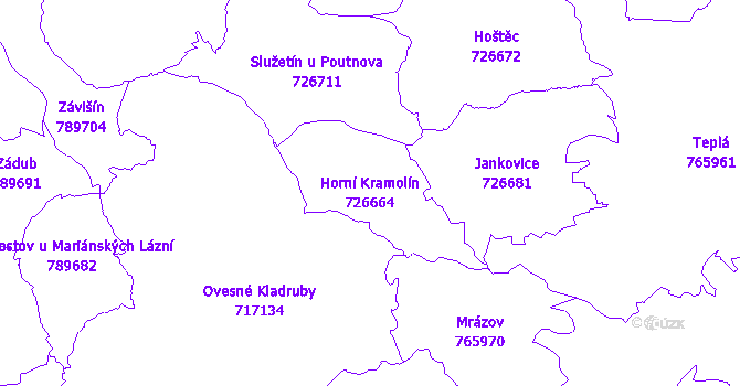 Katastrální mapa Horní Kramolín
