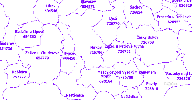 Katastrální mapa Mírkov