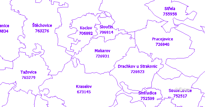 Katastrální mapa Makarov