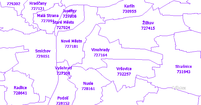 Katastrální mapa Vinohrady