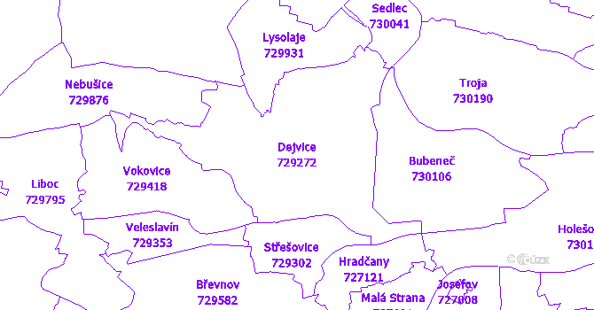 Katastrální mapa Dejvice