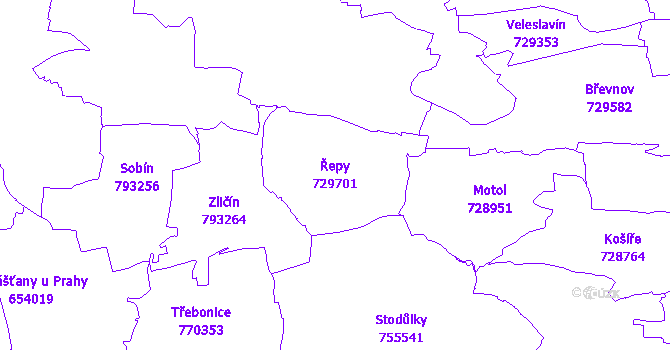 Katastrální mapa Řepy