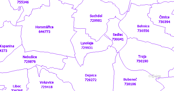 Katastrální mapa Lysolaje