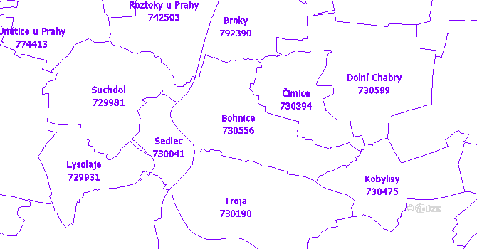 Katastrální mapa Bohnice