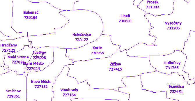 Katastrální mapa Karlín