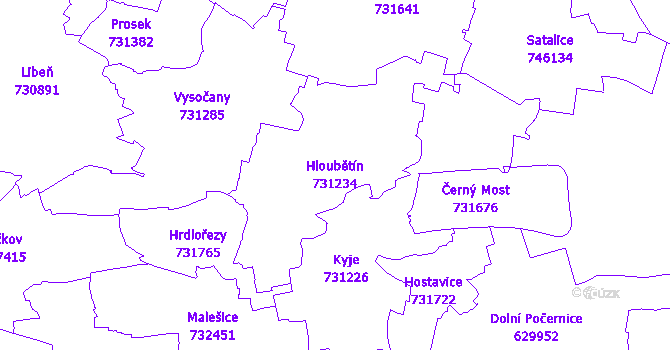 Katastrální mapa Hloubětín