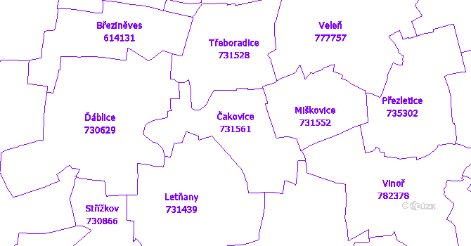 Katastrální mapa Čakovice