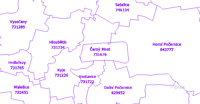 Katastrální mapa Černý Most