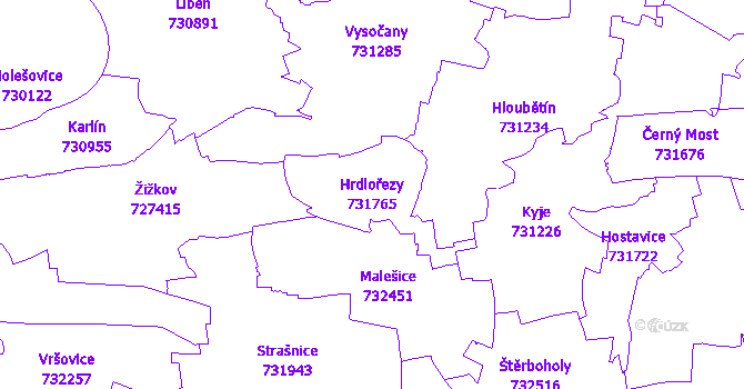 Katastrální mapa Hrdlořezy
