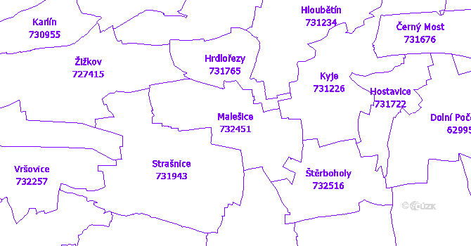 Katastrální mapa Malešice