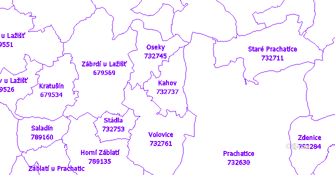 Katastrální mapa Kahov - přehledová mapa katastrálního území