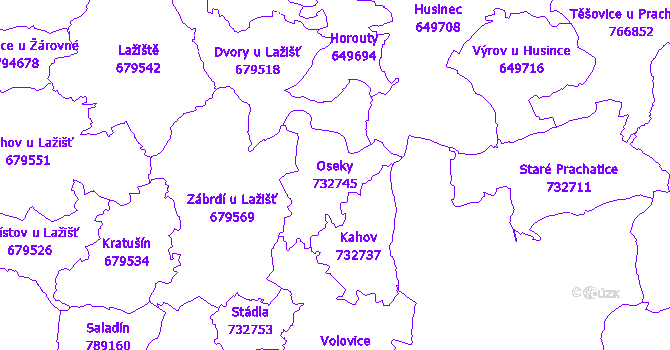 Katastrální mapa Oseky - přehledová mapa katastrálního území