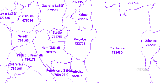 Katastrální mapa Volovice - přehledová mapa katastrálního území