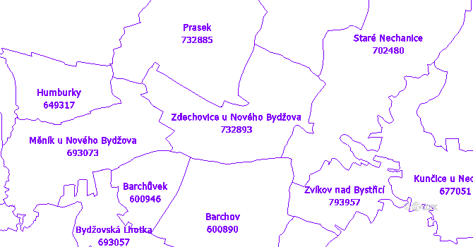 Katastrální mapa Zdechovice u Nového Bydžova - přehledová mapa katastrálního území