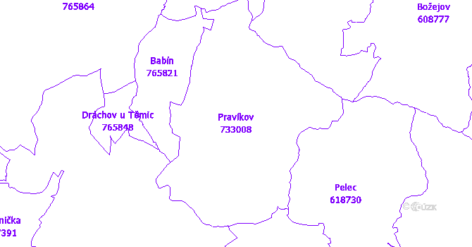 Katastrální mapa Pravíkov - přehledová mapa katastrálního území