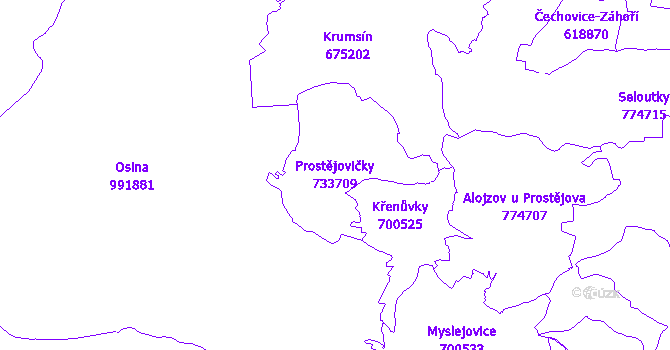 Katastrální mapa Prostějovičky