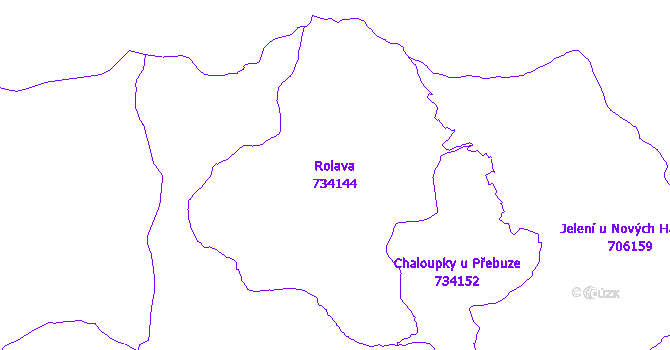 Katastrální mapa Rolava - přehledová mapa katastrálního území