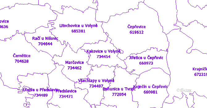 Katastrální mapa Kakovice u Volyně
