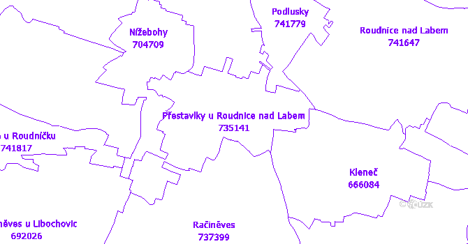 Katastrální mapa Přestavlky u Roudnice nad Labem - přehledová mapa katastrálního území