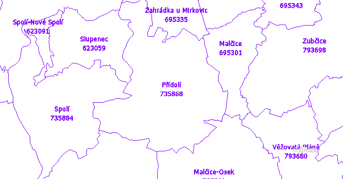 Katastrální mapa Přídolí