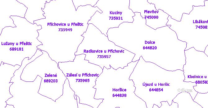 Katastrální mapa Radkovice u Příchovic