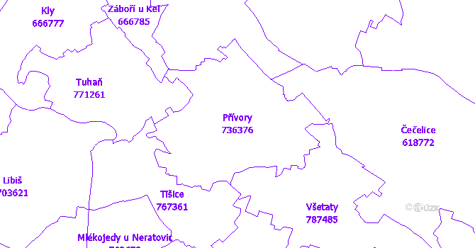 Katastrální mapa Přívory