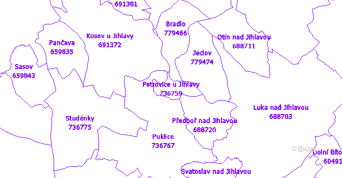 Katastrální mapa Petrovice u Jihlavy