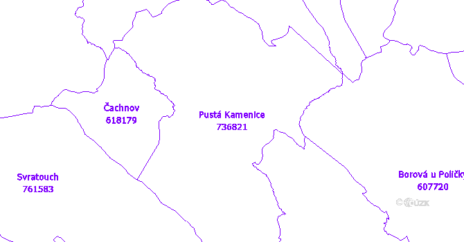 Katastrální mapa Pustá Kamenice - přehledová mapa katastrálního území