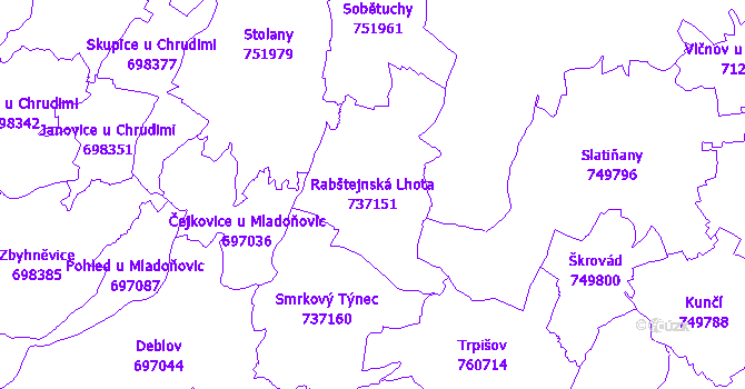 Katastrální mapa Rabštejnská Lhota - přehledová mapa katastrálního území