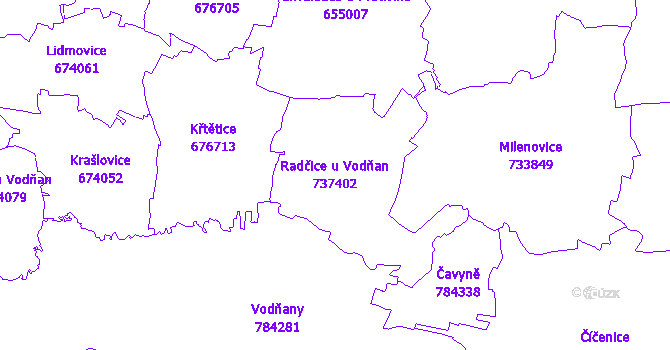 Katastrální mapa Radčice u Vodňan