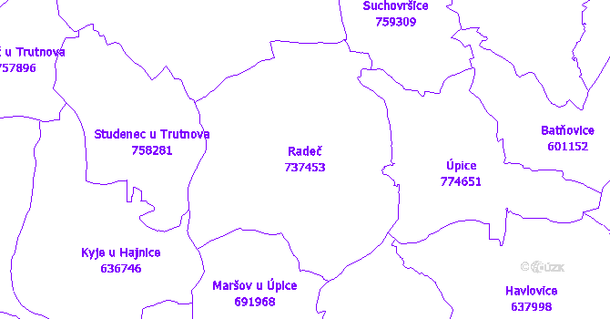 Katastrální mapa Radeč