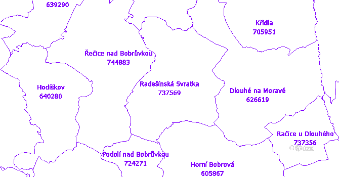 Katastrální mapa Radešínská Svratka - přehledová mapa katastrálního území