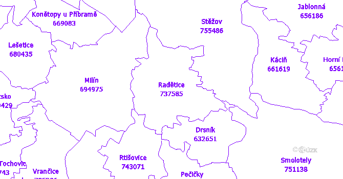 Katastrální mapa Radětice