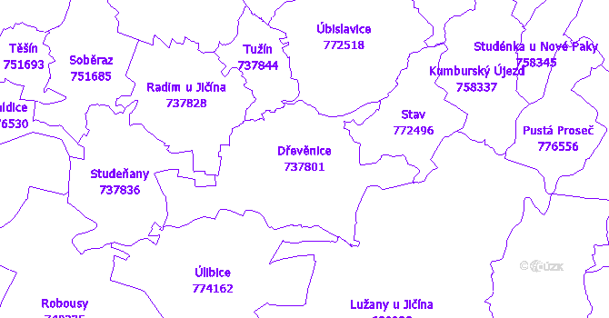 Katastrální mapa Dřevěnice