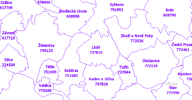 Katastrální mapa Lháň