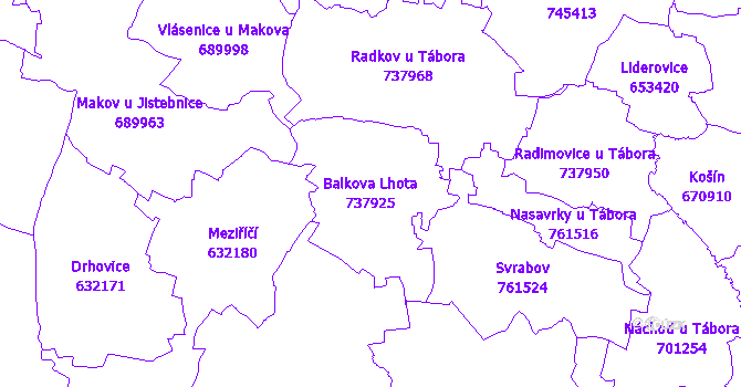 Katastrální mapa Balkova Lhota - přehledová mapa katastrálního území