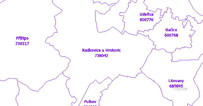 Katastrální mapa Radkovice u Hrotovic
