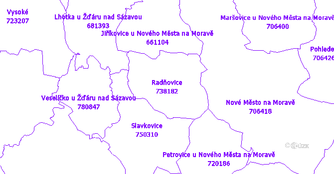 Katastrální mapa Radňovice - přehledová mapa katastrálního území
