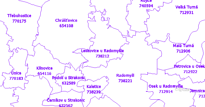 Katastrální mapa Leskovice u Radomyšle - přehledová mapa katastrálního území