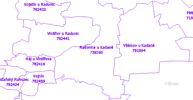 Katastrální mapa Radonice u Kadaně - přehledová mapa katastrálního území