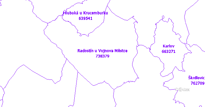 Katastrální mapa Radostín u Vojnova Městce - přehledová mapa katastrálního území