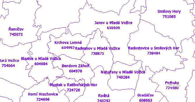 Katastrální mapa Radvanov u Mladé Vožice