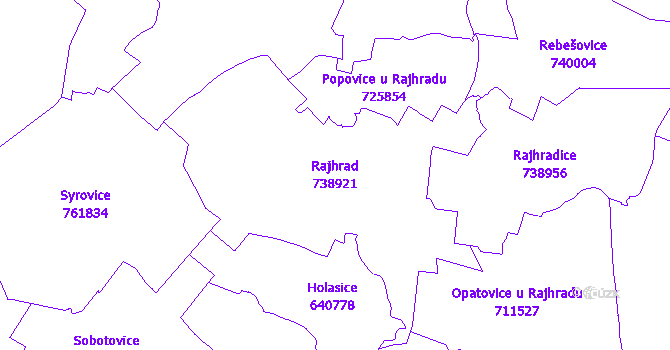 Katastrální mapa Rajhrad - přehledová mapa katastrálního území
