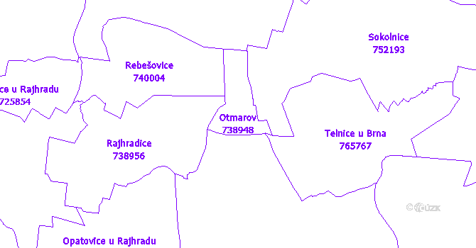Katastrální mapa Otmarov - přehledová mapa katastrálního území