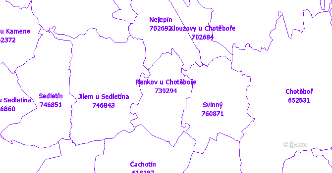 Katastrální mapa Rankov u Chotěboře - přehledová mapa katastrálního území