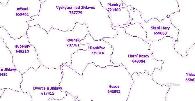 Katastrální mapa Rantířov